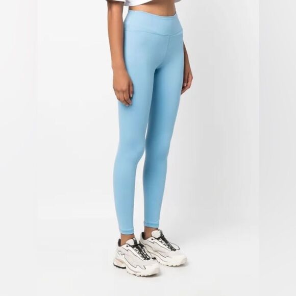 NEW Sporty & Rich Runner logo-print leggings in blue - Picture 4 of 12